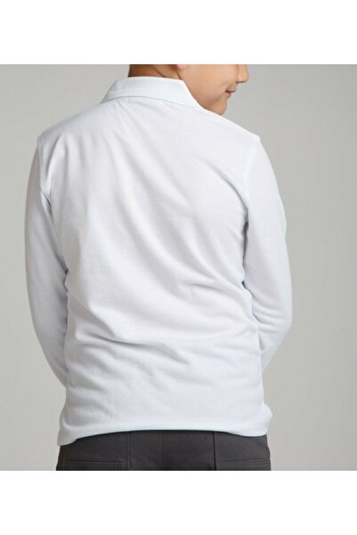 Nacar Unisex Children's Polo Neck Long Sleeve White T-shirt