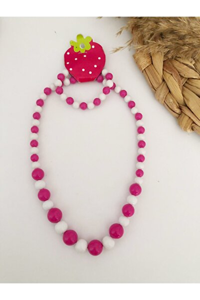 Design Look Fuşya Çocuk Kolye Bileklik Set