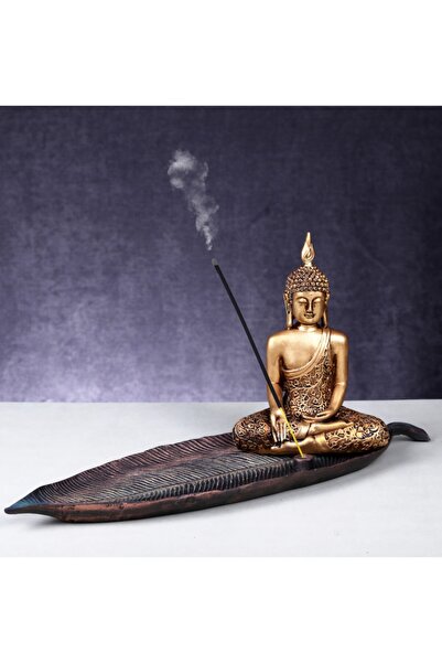 Gift Garden Buda Figürü Tütsülük Yaprak Gold Uzun Biblo