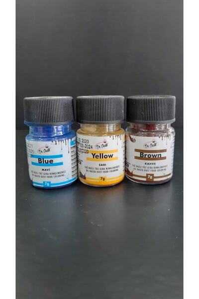 Dr. Gusto Dr Gusto Yağ Bazlı Toz Gıda Boya 3 Lü Set Sarı / Mavi / Kahve 7 Gr