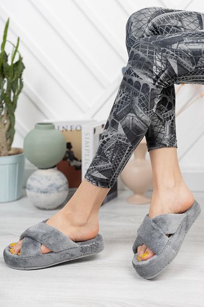 Moda Frato Modafrato Smt-02 Cross Papuci de interior pentru femei Papuci de iarnă din lână