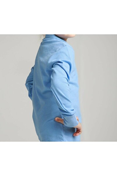 Nacar Unisex Children's Polo Neck Long Sleeve Baby Blue School T-shirt