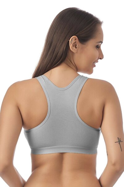 Doce Cravo Combed Cotton Padded Thick Strap Sports Bustier11601817 Gray