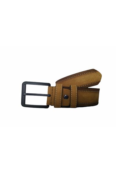 Kar-Pa Genuine Leather Suede Mustard Canvas Trouser Belt 4cm