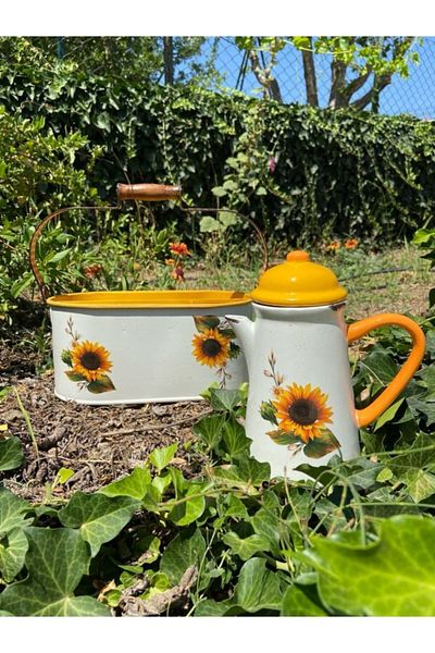 Handmadesign Galvaniz Picnic Set - Kitchen with Sunflower and Ceramic Jug