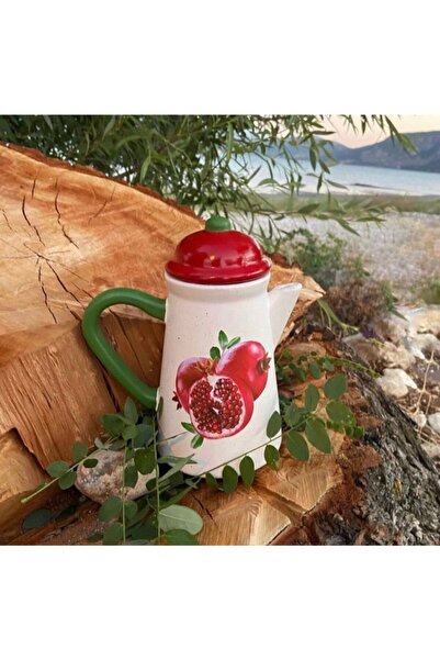 Handmadesign Kapaklı El Yapımı Seramik Sürahi Narlı Nar Taneli Kırmızı Yeşil