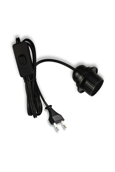 Genel Markalar 1 Adet Seyyar Fişli Kablo E27 Duylu Rondelalı Anahtarlı Kablo 1,5 Metre Arapuarlı Abajur Kablo