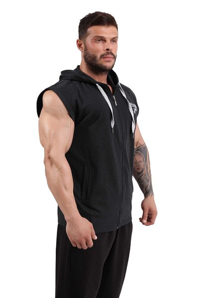 Big Sam Men's Black Hooded Sports Vest 3578