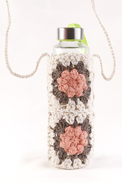 Sebatingo Kadın Çicek Motifli Krose Örgü Su Şişesi Çantası