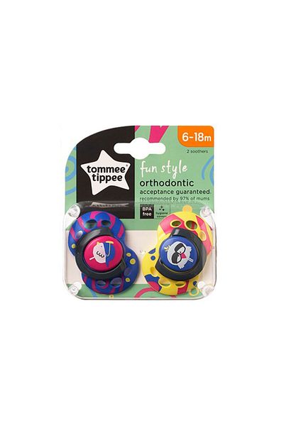 tommee tippee Fun Style Orthodontic Pacifier 2 Pack 6-18 Months