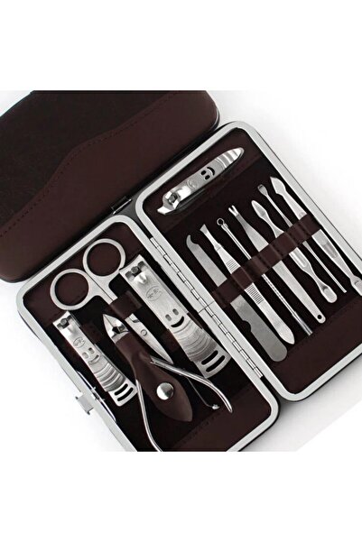 SHAVER Manikür Pedikür Seti 13 Parça Çantalı Çelik Tırnak Makası Manikür Maka...
