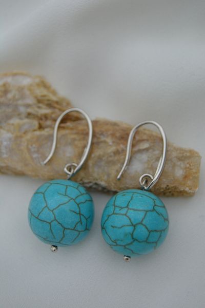 Stoneage 12mm Turquoise Stone Earrings