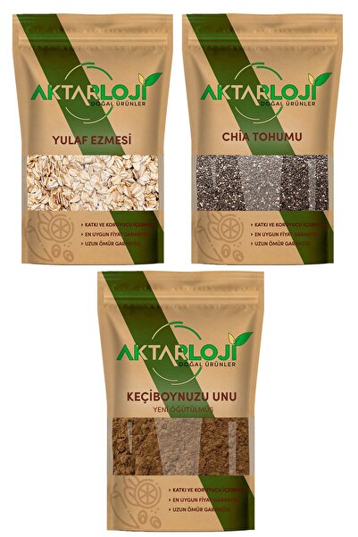 aktarloji Avantajlı Sporcu Paketi 1, Yulaf Ezmesi 1 Kg + Chia Tohumu 250 Gr + 250 Gr Keçiboynuzu Unu