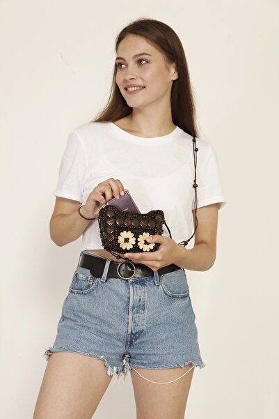 Street Bag Etnik Otantik Doğal Hindistan Cevizi Süslemeli Omuz Çantası Günlük...