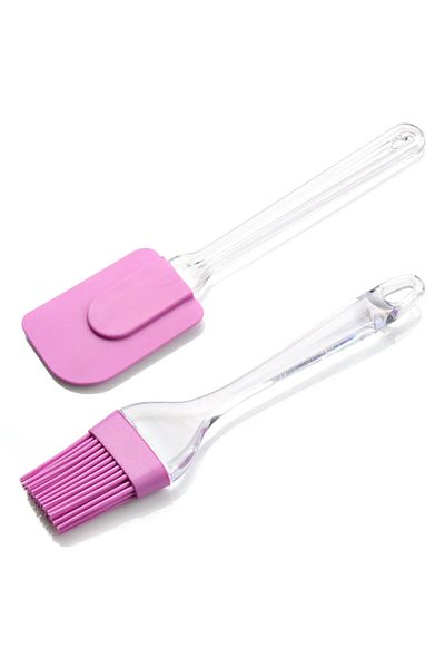 Pazarika Lilac Set of 2 - Silicone Large Size Brush Pavia Spatula with Plastic Handle