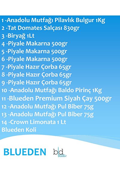Blueden Kumanya Yardım Hediye Paketi 14 Parça 120 Nolu Paket