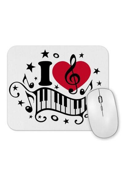 Baskı Dükkanı I Love Music I Love Music Music Mouse Pad