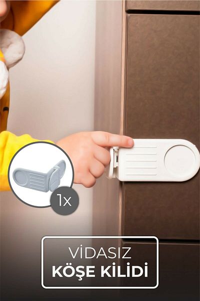 HERFİE Baby Kids Drawer Corner Lock Screwless Corner Lock