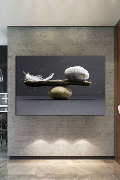 Morfil Sanat Atölyesi Διακοσμητικός πίνακας σε καμβά με πέτρα και πούπουλα