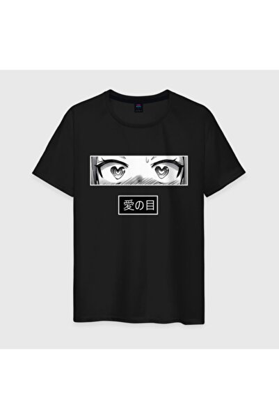 GALASHOP تيشيرت أنيمي عيون جميلة أسود للجنسين موديل 214