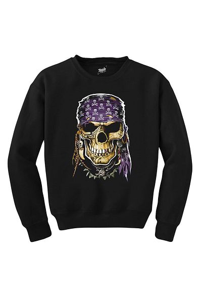 Z zepplin Unisex Skull Pirate Black Sweatshirt