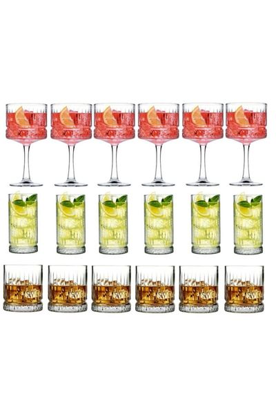Paşabahçe Soft Drink & Presentation Set 18 Pieces 18 Pieces Elysia Dowry Set
