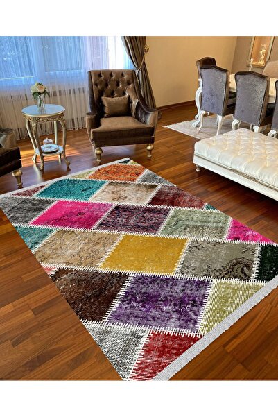 NaRStore Home Decoser Nova 4012 Renkli Patchwork Kaymaz Yıkanabilir Kilim