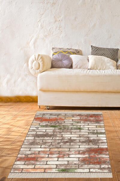 on the clouds Renk Geçişli Taş Duvar Desen Dijital Baskı Yıkanabilir Kaymaz T...