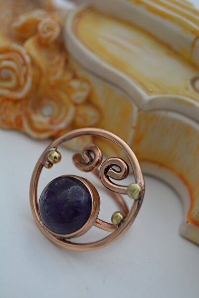 Stoneage خاتم مصنوع يدويًا من حجر الجمشت الطبيعي