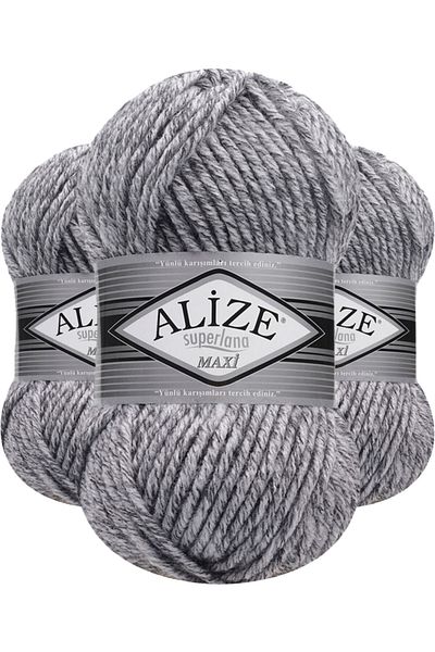 Alize Superlana Maxi Hand Knitting Thread Jaspe Gray 801