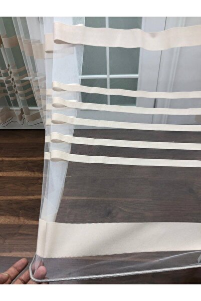 perdealemi Transverse Striped Banded Sports Tulle Curtain, 150x250, Sparse Pleat, 1/2