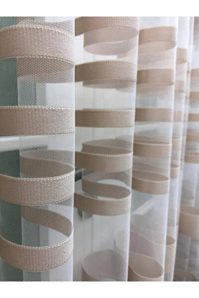 perdealemi Transverse Striped Banded Sports Tulle Curtain, 150x250, Sparse Pleat, 1/2