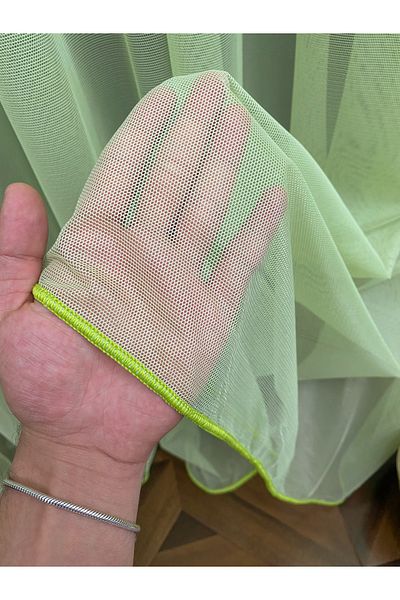 perdealemi Plain Tulle Curtain Grek Pistachio Green, 350x270, Normal Pleat, 1/2.5