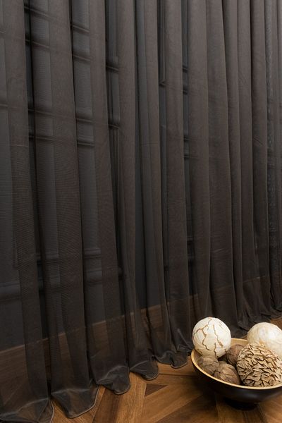 perdealemi Plain Tulle Curtain Grek Brown, 400x260, Sparse Pleat, 1/2