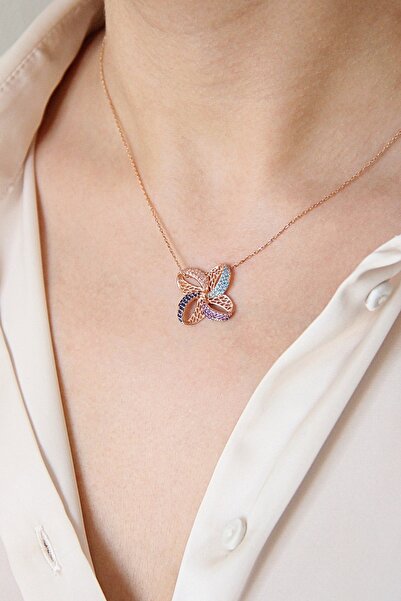 Argentum Concept 925 Ayar Gümüş Dört Yapraklı Tasarım Çiçek Kolye - N079801