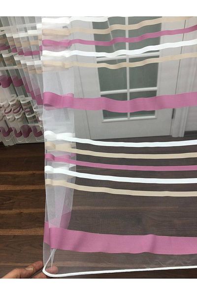 perdealemi Transverse Striped Banded Sports Tulle Curtain 600x250 Sparse Pleat 1/2