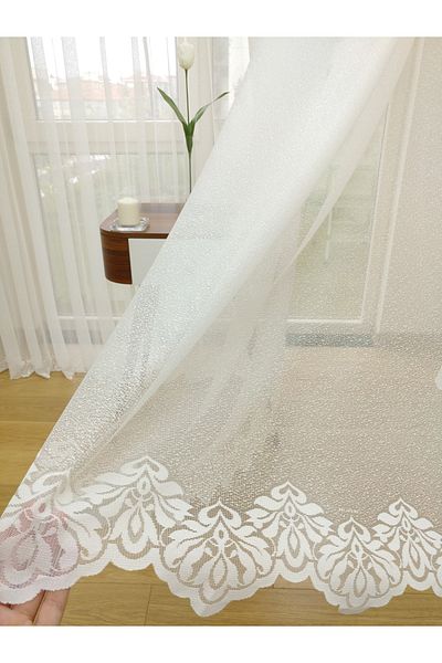 perdealemi Skirt Tip Patterned Lace Tulle Curtain 300x250 Sparse Pleat 1/2