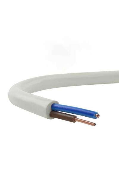 ÖZNUR 2 X 1,5 Antigron (nym) Kablo - Tam Bakır - Beyaz - 9 Metre