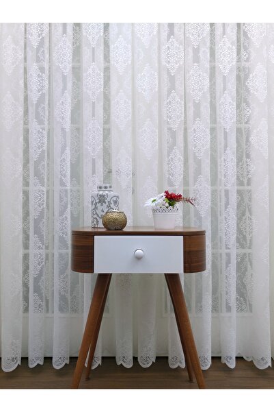 perdealemi Knitted Patterned Tulle Curtain, 200x260, Sparse Pleat, 1/2