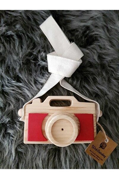 websunday كاميرا ألعاب طبيعية كلاسيكية، هدية مصنوعة يدويًا للأطفال الصغار - أحمر