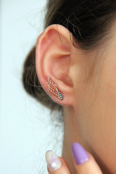 Argentum Concept 925 Ayar Gümüş Rose Melek Kanadı Kıkırdak Küpe - K013701