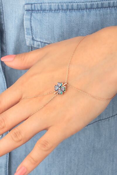 Miavi Silver 925 Ayar Gümüş Mistik Topaz Yonca Şahmeran