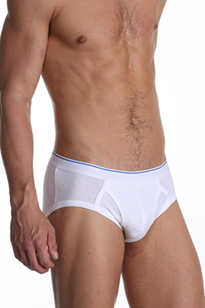 Çift Kaplan Erkek Elastanlı Beyaz Slip 0887