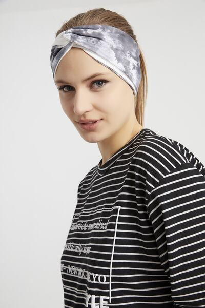 Butikgiz Bandana de par Batik White, Boutique Design, Bandana pentru Par, Extra Moale, Flexibila, naturală, Bumbac Pieptanat