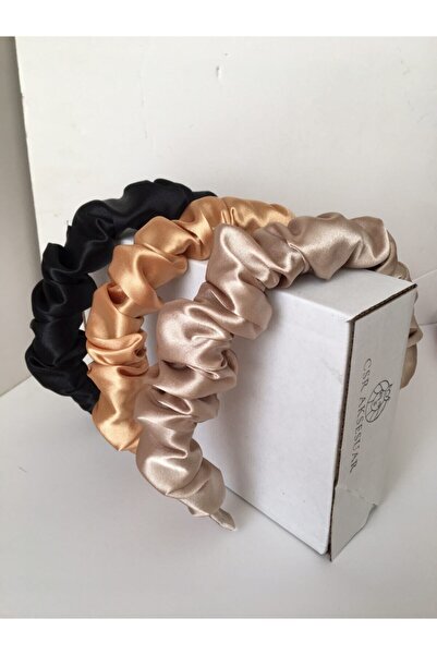 CSR AKSESUAR طقم تاج من الساتان الفاخر مكون من 3 قطع