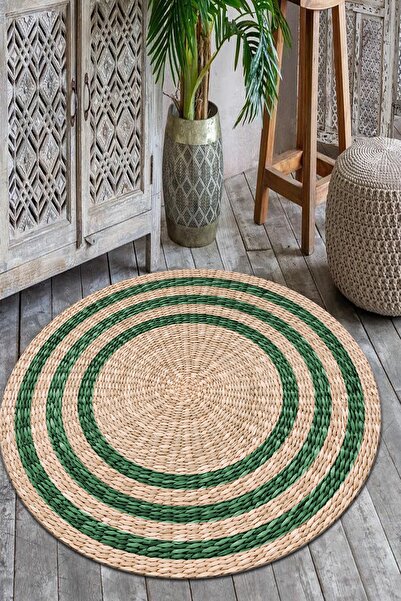 Modern home Yeliş Çember Detaylı Yuvarlak Halı Kolay Temizlenebilen Dijital B...