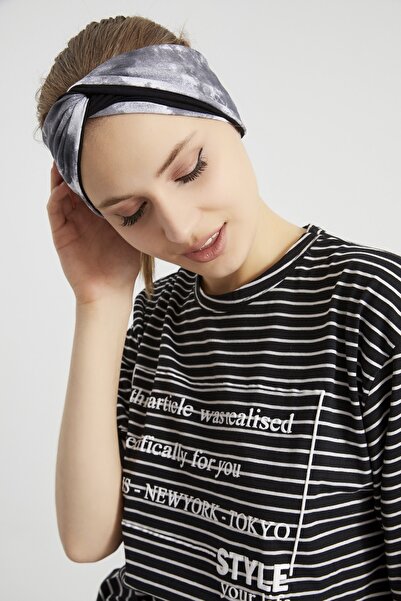 Butikgiz Batik Black, Boutique Design Women's Bandana Hair Band, Extra Soft, Flexible, Natural, Combed Cotton