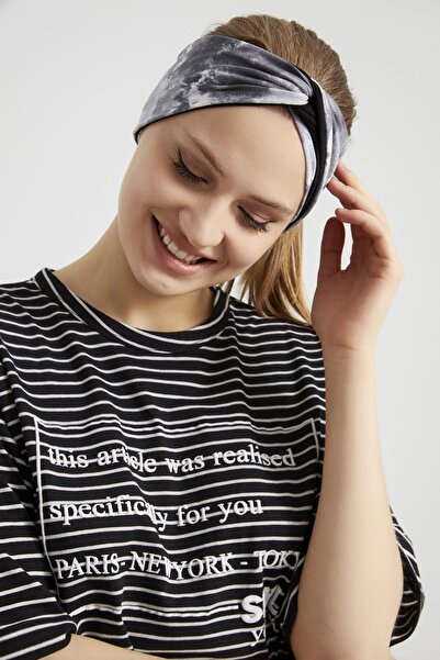 Butikgiz Batik Black, Boutique Design Women's Bandana Hair Band, Extra Soft, Flexible, Natural, Combed Cotton