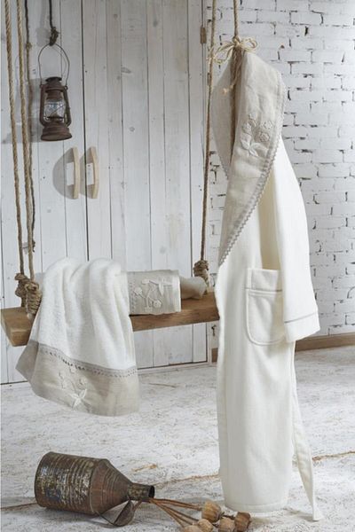 Ecocotton Γυναικείο μπουρνούζι White Ayliz