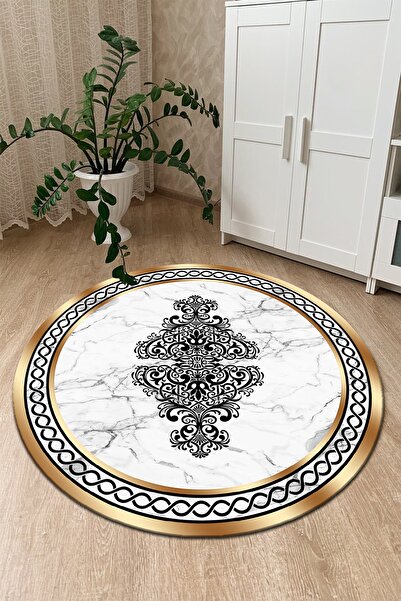Modern home Motifli Mermer Tasarım Yuvarlak Halı Dijital Baskı Deri Kaymaz Ta...